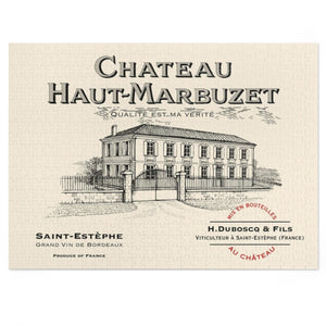 Wine Label Themed Jigsaw Puzzles - Chateau Haut-Marbuzet bottle Label Print on 252 or 500 Pieces Puzzle - Made in America