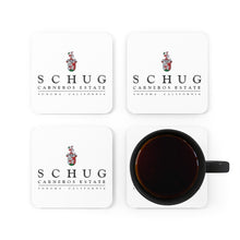 Load image into Gallery viewer, Home Bar Accessories - Wine Label Themed Gifts - Schug Carneros Estate Label Corkwood Coaster Set of 4