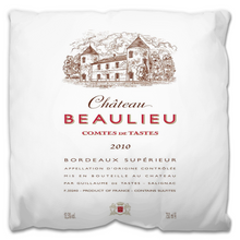 Load image into Gallery viewer, Indoor Outdoor Pillows Chateau Beaulieu Wine Label Print