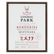 Load image into Gallery viewer, Cognac Label Themed Artwork - Cognac Park Mizunara Label Print on Canvas in a Floating Frame