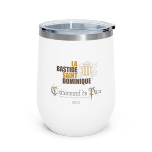 Winery Themed Drinkware - La Bastide St Dominique Chateauneuf du Pape Wine Label on 12oz Insulated Wine Tumbler