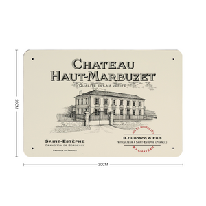 Kitchen Gifts - Wine Themed Decor - Chateau Haut-Marbuzet Wine Label Print on Metal Plate 8" x 12" Made in the USA