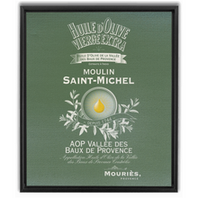 Load image into Gallery viewer, Kitchen Themed Artwork - Moulin St Michel Olive Oil Label Print on Canvas in a Floating Frame