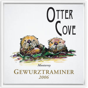 Wine Label Themed Artwork - Otter Cove Gewurztraminer 2006 Print on Canvas in a Floating Frame