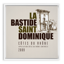 Load image into Gallery viewer, Wine Label Themed Artwork - La Bastide Saint Dominique Winery Cotes du Rhone Label Print on Canvas in a Floating Frame