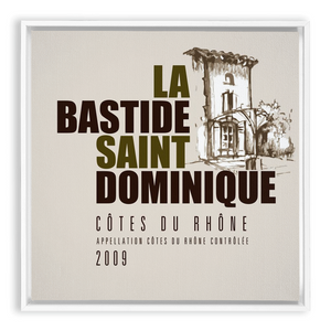 Wine Label Themed Artwork - La Bastide Saint Dominique Winery Cotes du Rhone Label Print on Canvas in a Floating Frame