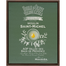 Load image into Gallery viewer, Kitchen Themed Artwork - Moulin St Michel Olive Oil Label Print on Canvas in a Floating Frame