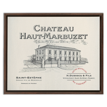 Load image into Gallery viewer, Winery Themed Artwork - Wine Themed Wall Decor - Chateau Haut-Marbuzet Wine Label Print on Canvas in a Floating Frame