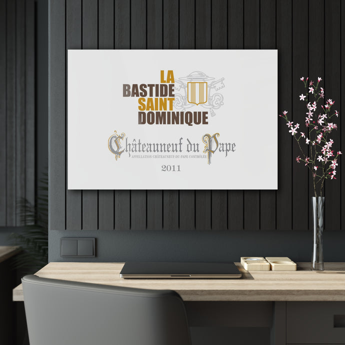 La Bastide Saint Dominique Chateauneuf Du Pape Wine Label Print on Acrylic Panel 36x24 hung