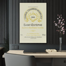Load image into Gallery viewer, Chateau Chambert-Marbuzet Saint Estephe Wine Label Print on Acrylic Panel 24x36 hung