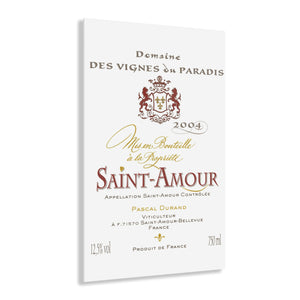 Saint Amour Wine Label Print on Acrylic Panel 20x30