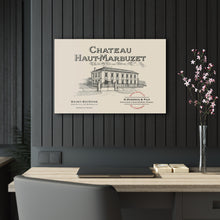 Load image into Gallery viewer, Chateau Haut-Marbuzet Wine Label Print on Acrylic Panel 30x20 hung