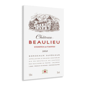 Wine Label Themed Wall Decor - Chateau Beaulieu Wine Label Print on Acrylic Panel