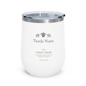 Wine Themed Drinkware - Turtle Vines Label on 12oz Insulated Wine Tumbler