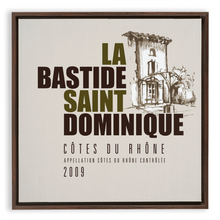 Load image into Gallery viewer, Wine Label Themed Artwork - La Bastide Saint Dominique Winery Cotes du Rhone Label Framed Canvas