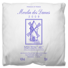 Load image into Gallery viewer, Indoor Outdoor Pillows Moulin des Dames Wine Label Print