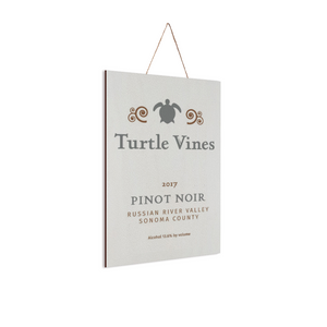 Wine Label Themed Wall Decor - Turtle Vines Wine  Label Print on Wooden Plaque 8" x 12" Made in the USA