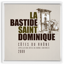 Load image into Gallery viewer, Wine Label Themed Artwork - La Bastide Saint Dominique Winery Cotes du Rhone Label Print on Canvas in a Floating Frame