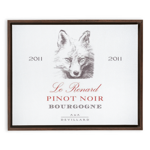Wine Label Themed Artwork - Le Renard Pinot Noir Wine Label Framed Stretched Canvas