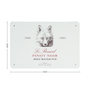 Wine Label Themed Decor - Le Renard Pinot Noir Wine Label Print on Metal Plate 8" x 12" Made in the USA