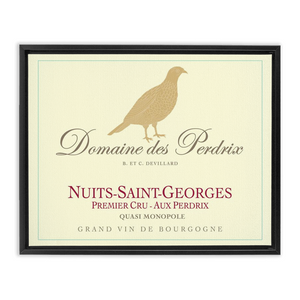 Wine Label Themed Artwork - Domaine des Perdrix Wine Label Framed Stretched Canvas