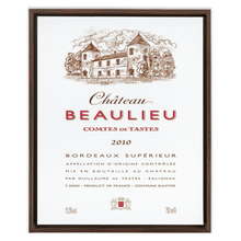 Load image into Gallery viewer, Wine Label Themed Artwork - Chateau Beaulieu Label Framed Stretched Canvas