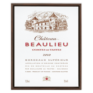 Wine Label Themed Artwork - Chateau Beaulieu Wine Label Print on Canvas in a Floating Frame