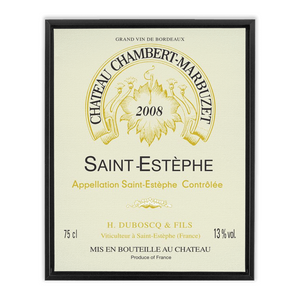 Wine Themed Artwork - Chateau Chambert-Marbuzet Label Print on Canvas in a Floating Frame