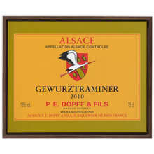 Load image into Gallery viewer, Wine Label Themed Artwork - P.E. Dopff Gewurztraminer Wine Label Print on Canvas in a Floating Frame
