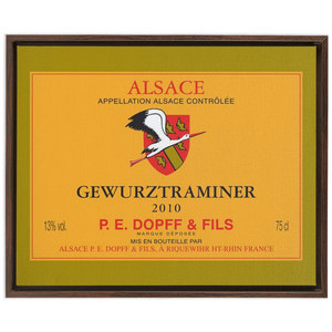 Wine Label Themed Artwork - P.E. Dopff Gewurztraminer Wine Label Print on Canvas in a Floating Frame