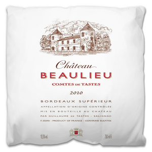 Indoor Outdoor Pillows Chateau Beaulieu Wine Label Print