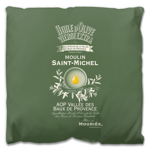 Indoor Outdoor Pillows Moulin St Michel Olive Oil Label Print