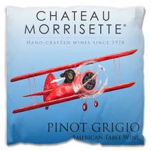 Load image into Gallery viewer, Indoor Outdoor Pillows Chateau Morrisette Pinot Grigio Wine Label Print