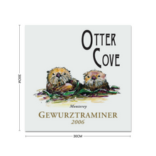 Load image into Gallery viewer, Wine Label Themed Wall Decor - Otter Cove Label Print on Metal Plate 12&quot; x 12&quot; Made in the USA