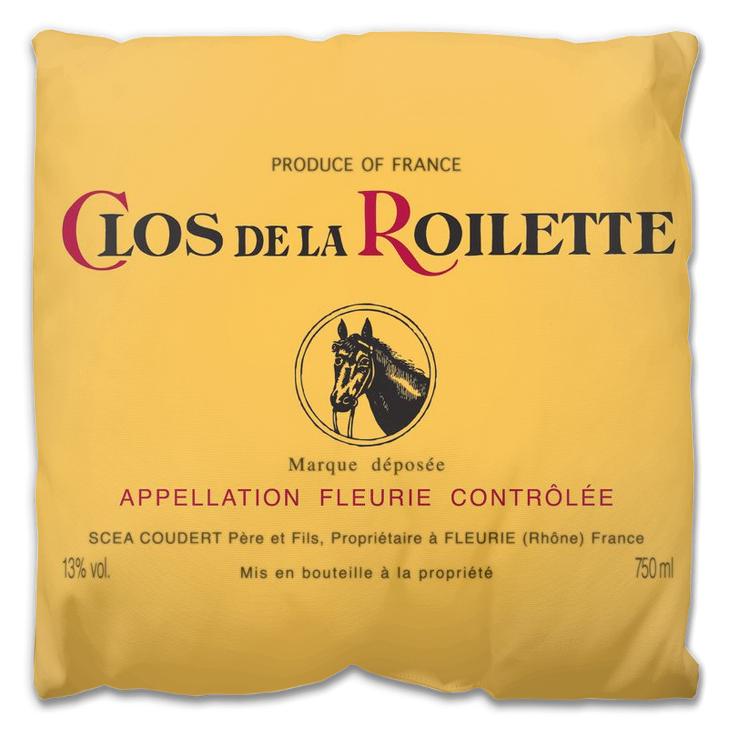 Indoor Outdoor Pillows Clos de la Roilette Wine Label Print