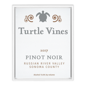 Wine Label Themed Artwork - Turtle Vines Wine Label Framed Stretched Canvas
