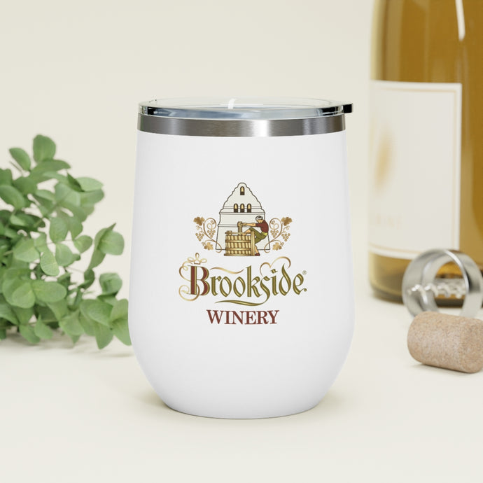 Wine Themed Drinkware - Brookside Winery Label on 12oz Insulated Wine Tumbler