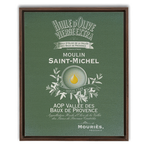 Kitchen Themed Artwork - Moulin St Michel Olive Oil Label Framed Stretched Canvas