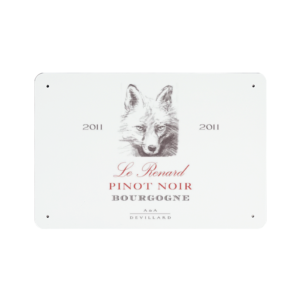 Wine Label Themed Decor - Le Renard Pinot Noir Wine Label Print on Metal Plate 8
