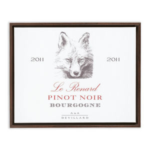 Wine Label Themed Artwork - Le Renard Pinot Noir Wine Label Print on Canvas in a Floating Frame