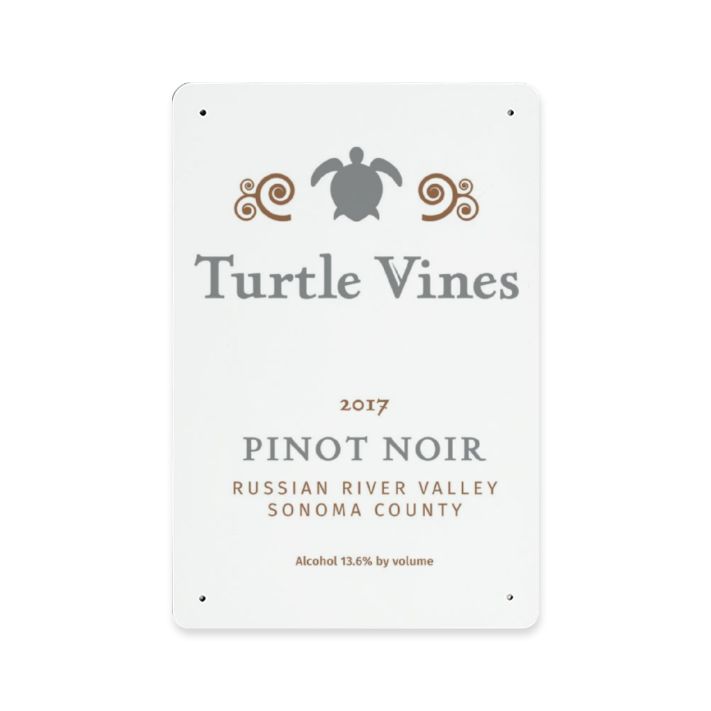 Wine Label Themed Wall Decor - Turtle Vines Wine Label Print on Metal Plate 8