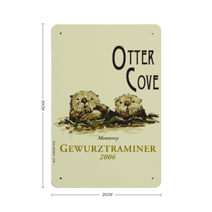 Wine Label Themed Wall Decor - Otter Cove Label Print on Metal Plate 8" x 12" Made in the USA