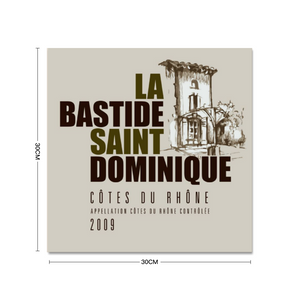Wine Label Themed Wall Decor - La Bastide Saint Dominique Winery Cotes du Rhone Label Print on Metal Plate 12" x 12" Made in the USA