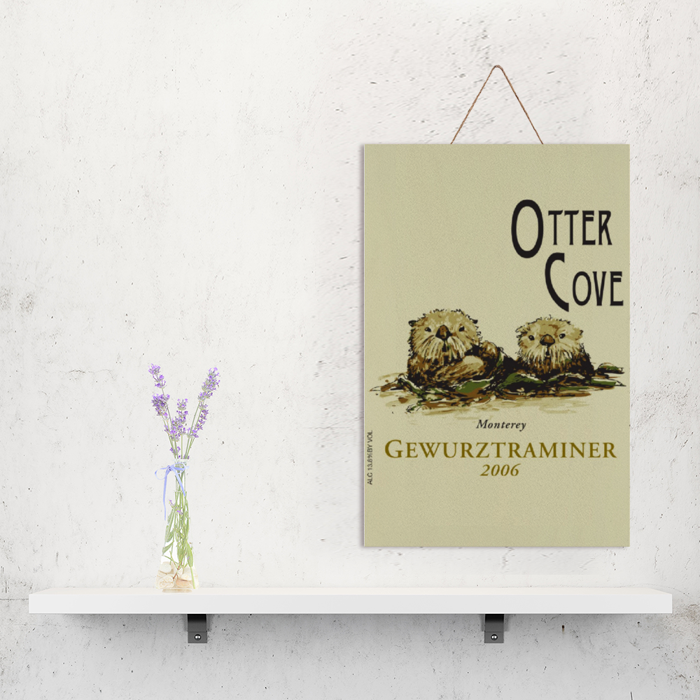 Wine Label Themed Wall Decor - Otter Cove Label Print on Wooden Plaque 8