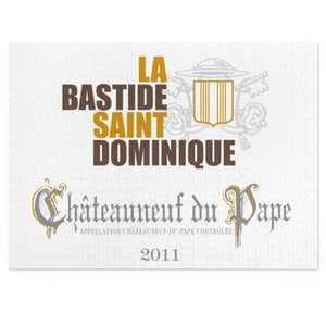 Winery Themed Jigsaw Puzzles - La Bastide St Dominique Chateauneuf du Pape Label Print on 252 or 500 Pieces Puzzle - Made in America