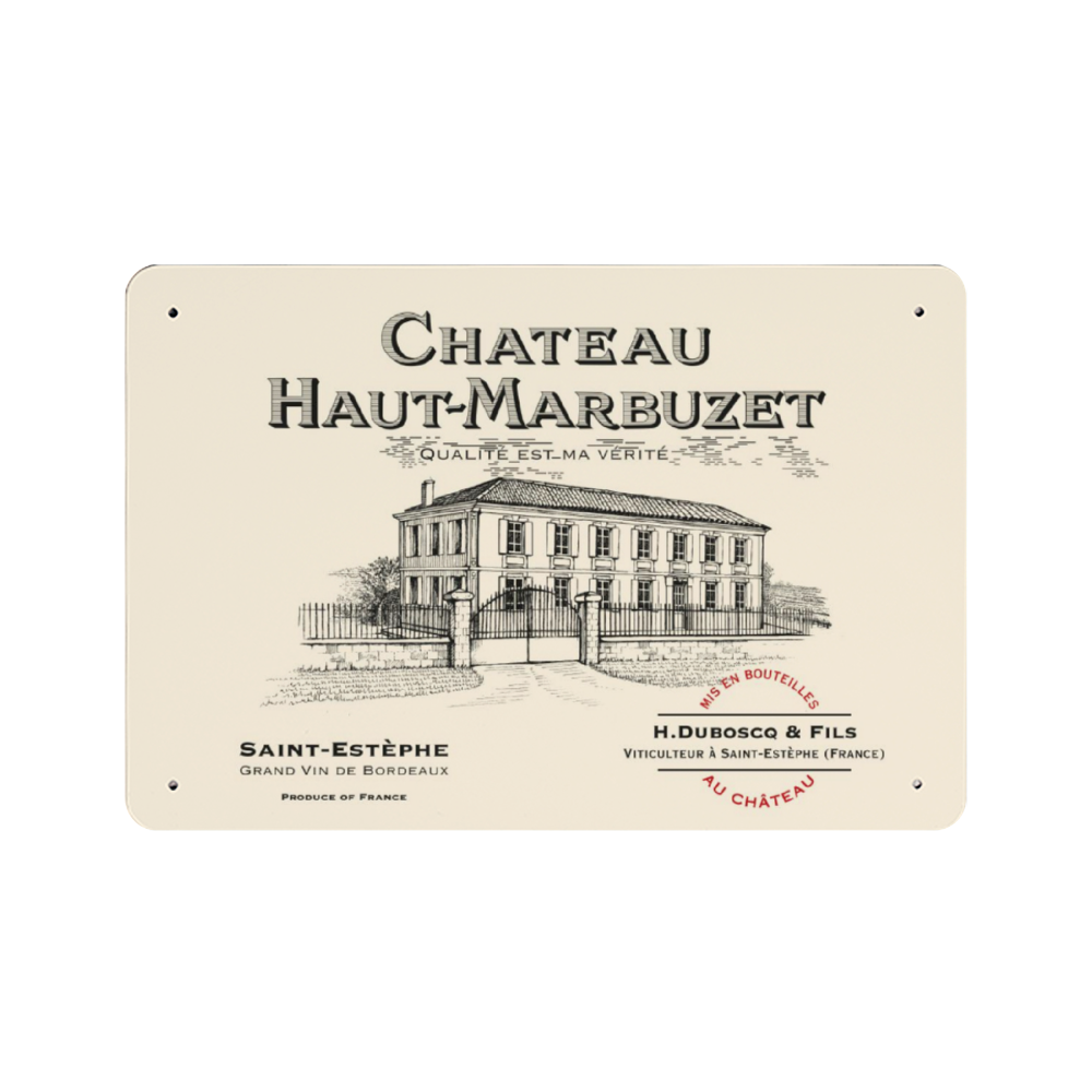 Kitchen Gifts - Wine Themed Decor - Chateau Haut-Marbuzet Wine Label Print on Metal Plate 8