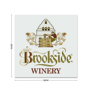 Wine Label Themed Wall Decor - Brookside Winery Label Print on Metal Plate 12" x 12" Made in the USA