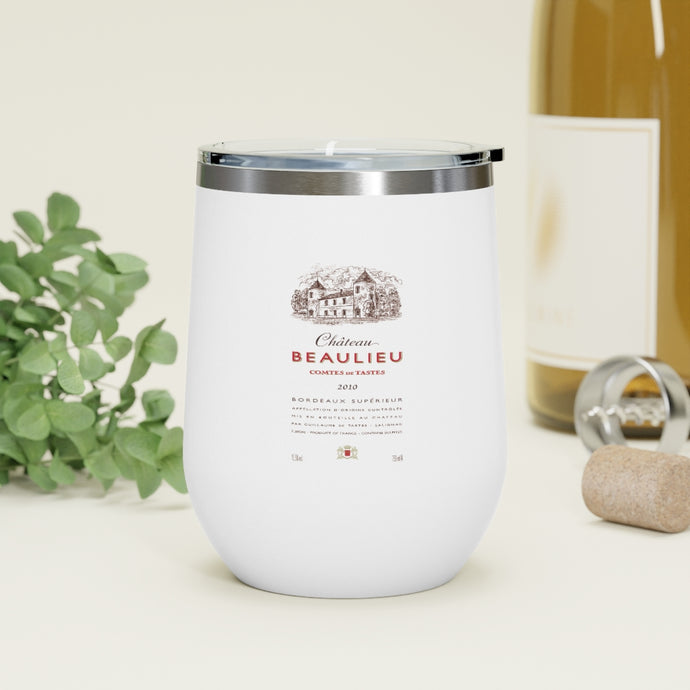 Wine Themed Drinkware - Chateau Beaulieu Label 12oz Insulated Wine Tumbler