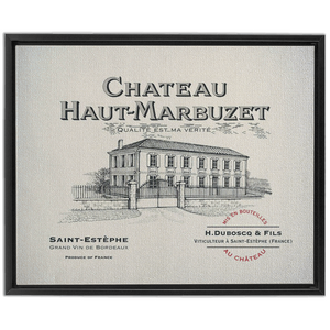 Winery Themed Artwork - Wine Themed Wall Decor - Chateau Haut-Marbuzet Wine Label in a Floating Frame Canvas