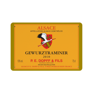 Wine Label Themed Decor - P.E. Dopff Gewurztraminer Wine Label Print on Metal Plate 8" x 12" Made in the USA